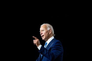 United States of America president Joe Biden isolated first floor on black background during a speech in Washington DC