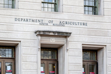 The United States Department of Agriculture (USDA) on their headquarters building in Washington, D.C. USA.