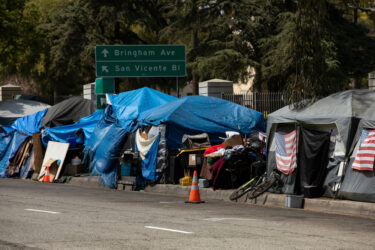 A homeless encampment
