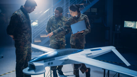 Army Aerospace Engineers Work On Unmanned Aerial Vehicle / Drone.