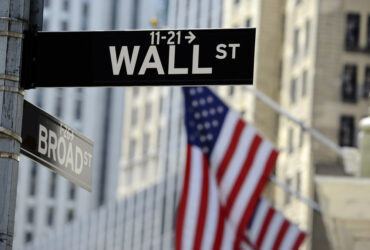 Wall Street - US Flag Blurred in thew background